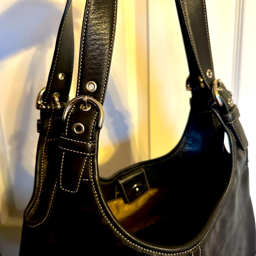 COACH Vintage Genuine Leather Bag Y2K Retro Purse Like New Handbag Black - Picture 2 of 13